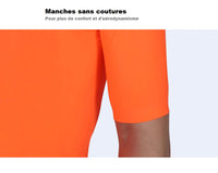 maillot velo aero manche courte tenue cycliste homme équipe Pro Team Fit coupe ajustée cycling jersey orange qualité pas cher shop start-to-train