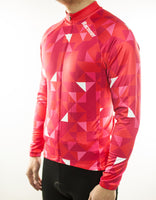 maillot cycliste original rouge à manches longues pour homme vue de profil boutique pas cher shop vélo cyclisme www.start-to-train.com