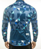 maillot cycliste original bleu avec triangles à manches longues pour homme vue dos boutique pas cher shop vélo cyclisme www.start-to-train.com