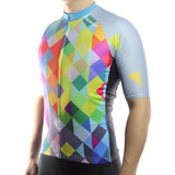 maillot cyclisme homme manches courtes profil motif arlequin carreaux losanges couleurs boutique shop start-to-train