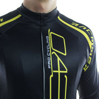 maillot original à manches longues base noire touches de jaune zoom torse boutique pas cher shop vélo cyclisme www.start-to-train.com