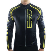 maillot original à manches longues base noire touches de jaune boutique pas cher shop vélo cyclisme www.start-to-train.com
