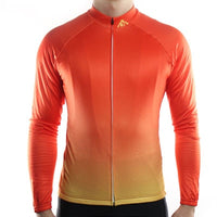 maillot orange + maillot hiver +maillot vélo + homme + maillot manche longue + tenue cyclisme