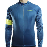 maillot uni bleu à manches longues bande de couleur au bras shop boutique vélo cyclisme pas cher tenue cycliste www.start-to-train.com