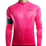 maillot de qualité uni rose vif à manches longues bande de couleur noire au bras shop boutique vélo cyclisme pas cher tenue cycliste www.start-to-train.com