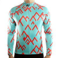 maillot original turquoise à manches longues motif montagne shop boutique vélo cyclisme pas cher tenue cycliste www.start-to-train.com