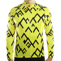 maillot original à manches longues motif montagne jaune shop boutique vélo cyclisme pas cher tenue cycliste www.start-to-train.com