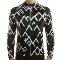 maillot original à manches longues noir avec motif montagne blanche shop boutique vélo cyclisme pas cher tenue cycliste www.start-to-train.com