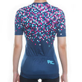 maillot manche courte cyclisme vélo femme original petits carrés pixels vue dos pas cher boutique shop start-to-train