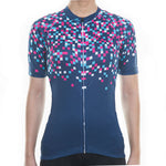 maillot manche courte cyclisme vélo femme original petits carrés pixels vue face pas cher boutique shop start-to-train