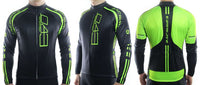 maillot original à manches longues base noire touches de vert vue face dos profil boutique pas cher shop vélo cyclisme www.start-to-train.com