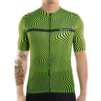 maillot cyclisme velo aérodynamique Pro Team Aero Fit pas cher homme manches courtes été printemps motif psychédélique vert flash shop start-to-train